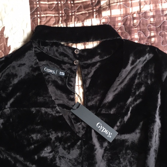 NWT Gypsy 05 Global Village Velvet Velour Black Floral Embroidered Mini Dress - Picture 3 of 10